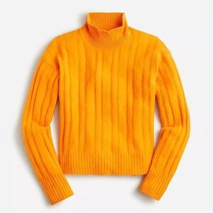 NWT J. Crew ribbed mockneck sweater in Supersoft yarn Brilliant Orange Size M
